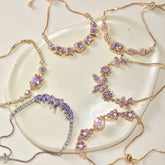 Midsummer Night’s Dream Purple Zircon Butterfly & Pearl Bracelet – Vintage-Inspired Sparkling Dreamy Design